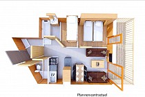 Les Balcons de Val Thorens 2-kamer apt. + cabine voor max. 6 pers. map